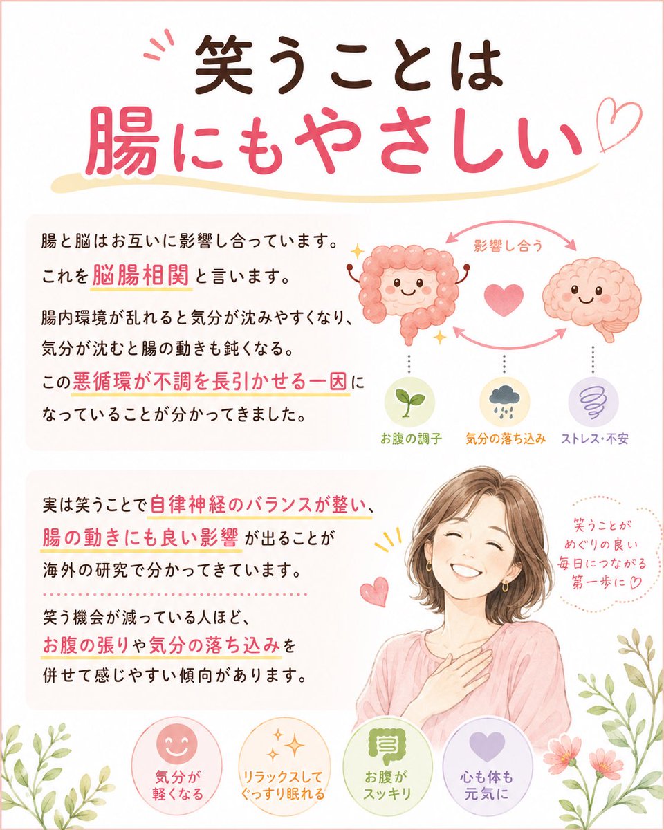 minori_memo's tweet photo. これ見逃さないでください。

最近、心から笑った記憶ありますか？

更年期世代は気づかないうちに
笑う回数がぐっと減っていて、
それが体の不調を長引かせている
場合があります。

まずは今日1日、振り返ってみてください。 https://t.co/hRI76CAkI8