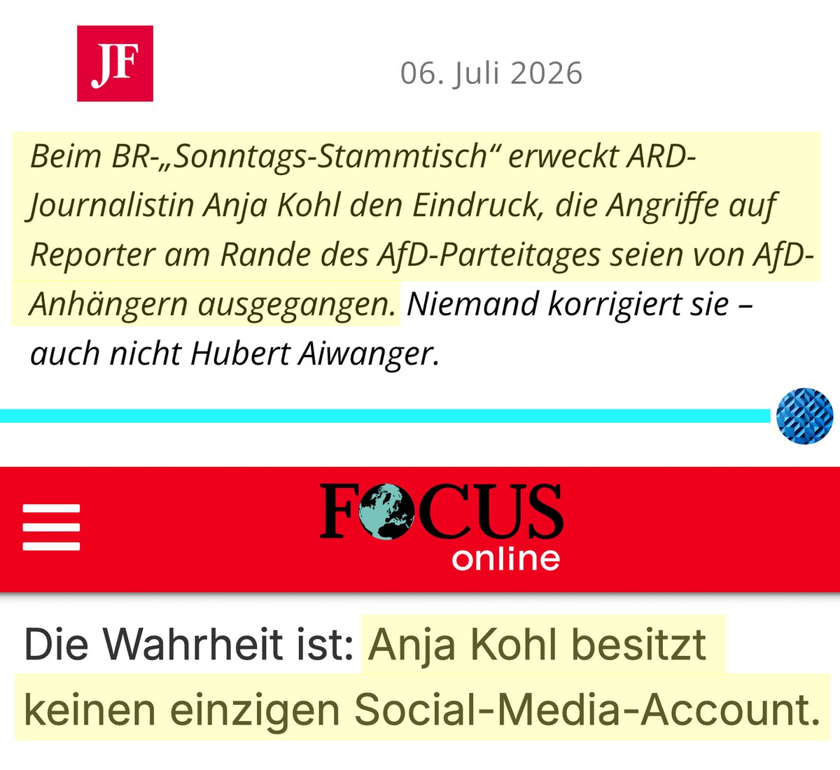 hori_____zont's tweet photo. Wie praktisch, dass ARD-Journalistin Anja Kohl keinen einzigen Social-Media-Account hat! https://t.co/ERCKgNWtre