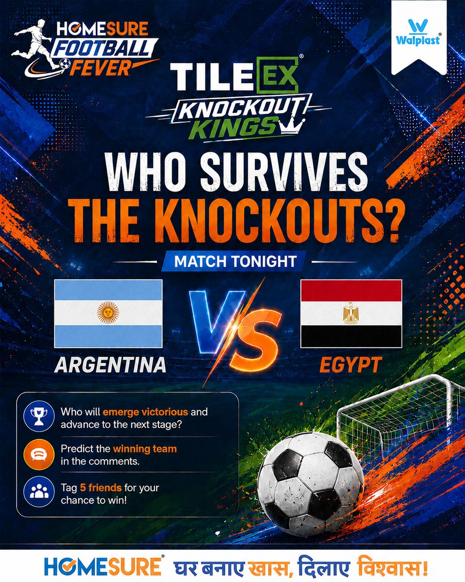 Walplast's tweet photo. It’s Argentina vs Egypt in a high-voltage clash! 🔥
Who takes the win tonight?

Predict now using #HomesureFootballFever &amp; tag your squad!

For contest rules visit: https://t.co/Hihy3WKSnm

#ContestAlert #FootballContest #FIFAWorldCup #Contest #ContestLovers https://t.co/u0CpLzlxxB