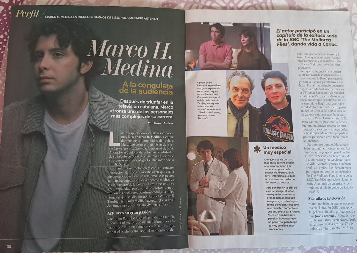 NereaG11's tweet photo. Reportaje de nuestro querido doctor de la colonia Miguel Salazar #SueñosDeLibertad #Claumi @SuenosLibertad_ a Marco H Medina en la revista española de @telenovela_es gracias me ha encantado es un actorazo. 
Mucha suerte en su carrera 
Le amamos y admiramos RT 
👏👏👏❤️❤️❤️❤️❤️📰 https://t.co/ppkZ4OVYuI