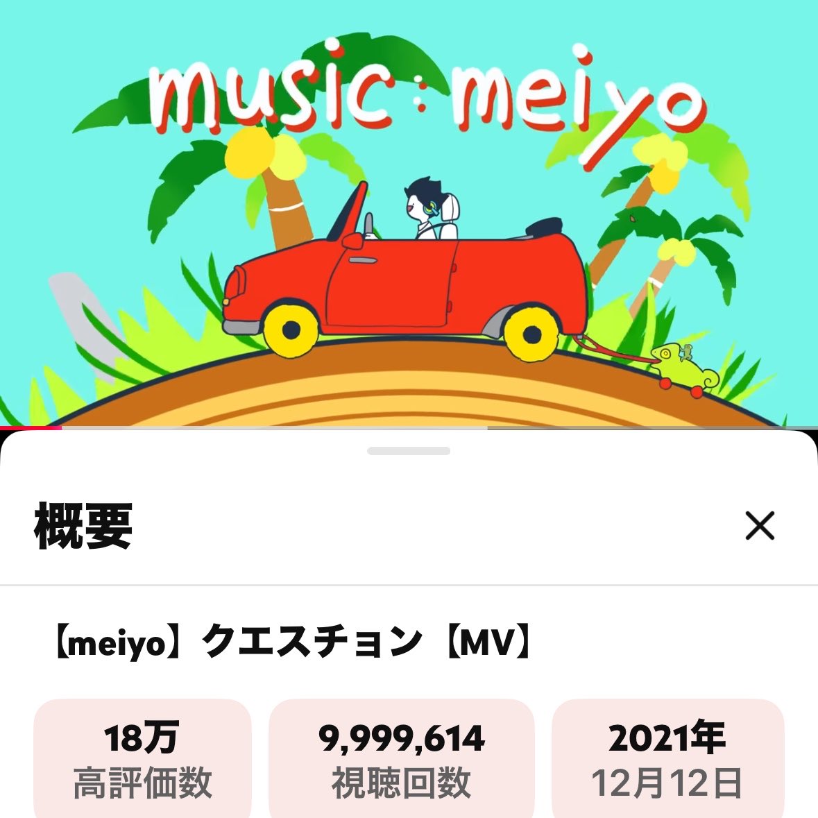 everybodysay35's tweet photo. ラストスパートすごい増え方だった〜🎶
一瞬で1000万再生超えていったよ👏
#meiyo
#クエスチョン https://t.co/YTwLMUTLjt