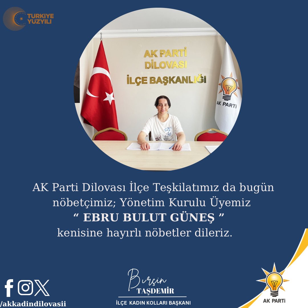akkadindilovasi's tweet photo. 📍AK Parti Dilovası Kadın Kolları İlçe Başkanlığımız da Nöbetçimiz;
● Siyasi ve Hukuki İşler Birim Başkanımız Ebru Bulut Güneş. 

Kendisine hayırlı nöbetler dileriz.🌺

@tugbaisikercan
@akkadingm 
@yyaseminozdemir 
@akkadinkocaeli
@Burciintasdemir 

#DilovasiAkKadınlar https://t.co/TspZ3Qq4q5