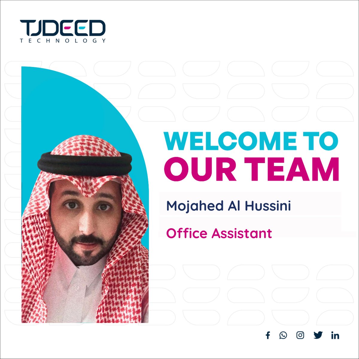 tjdeedtech's tweet photo. Meet the people behind what's next!✨

The team is growing, and we're glad you're part of it. Welcome to TJDEED Technology!👋

تعرّفوا على الوجوه الجديدة التي ستشاركنا ما هو قادم.✨

يكبر فريقنا بانضمامكم، ويسعدنا أن نرحّب بكم. أهلًا وسهلًا بكم! 👋

#TJDEED #Technology https://t.co/vIROFKEwRp