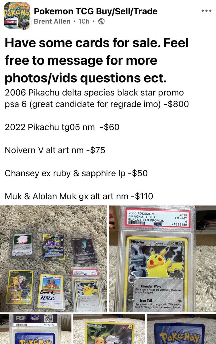 tshor374270's tweet photo. You’re free to price your cards how you want, but trying to sell a PSA 6 for PSA 7 comps because it’s a “great candidate for regrade” is definitely a choice. 🤣 https://t.co/SzDQciyGfT