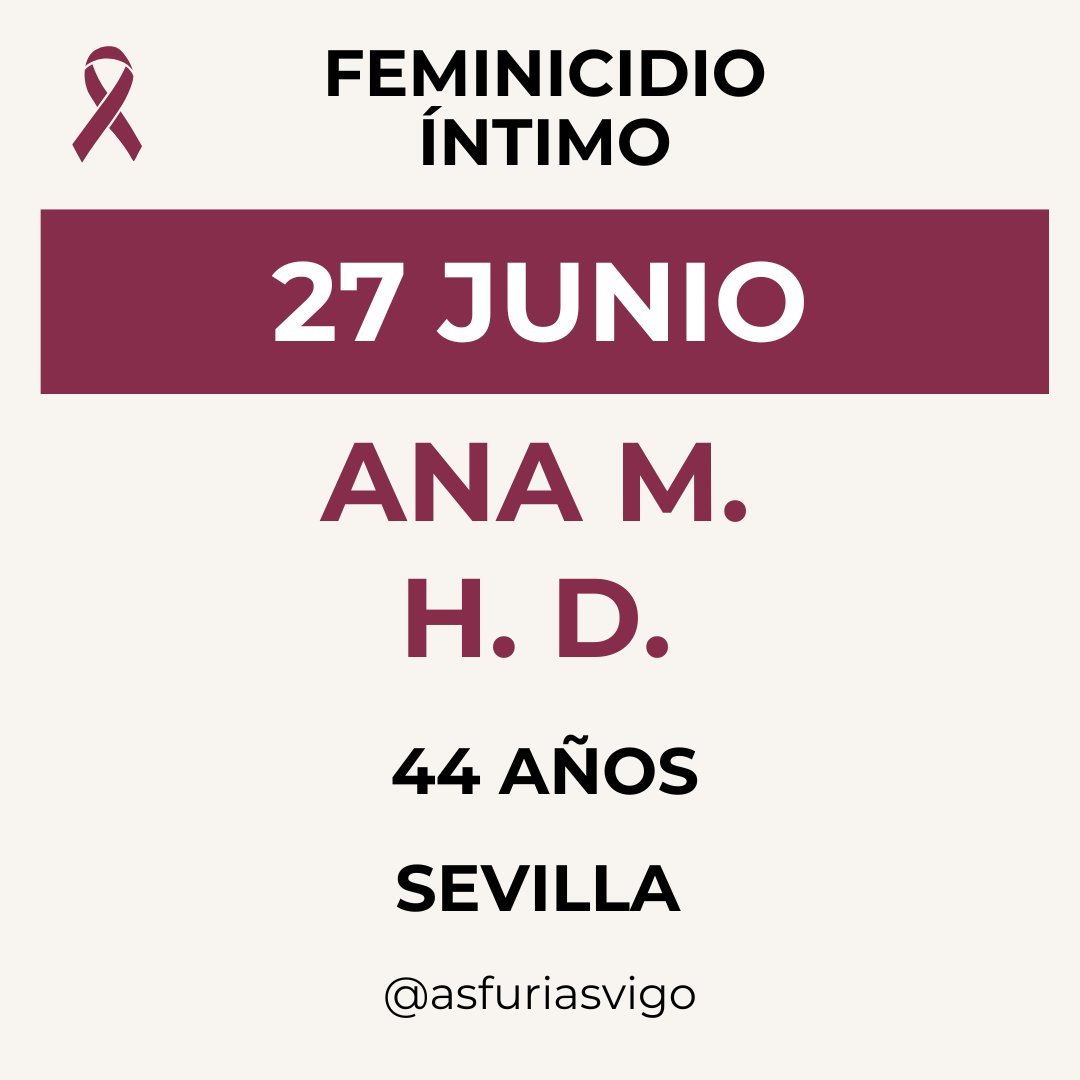 asfuriasvigo's tweet photo. #FeminicidioÍntimo
Ana, de 44 anos, en #Sevilla. Asasinada pola súa parella mediante arma branca, posteriormente tratou de suicidarse. Foi o fillo da #parella o que deu a voz de alarma, pedíndolle auxilio aos #veciños. https://t.co/YzHSafjvCz