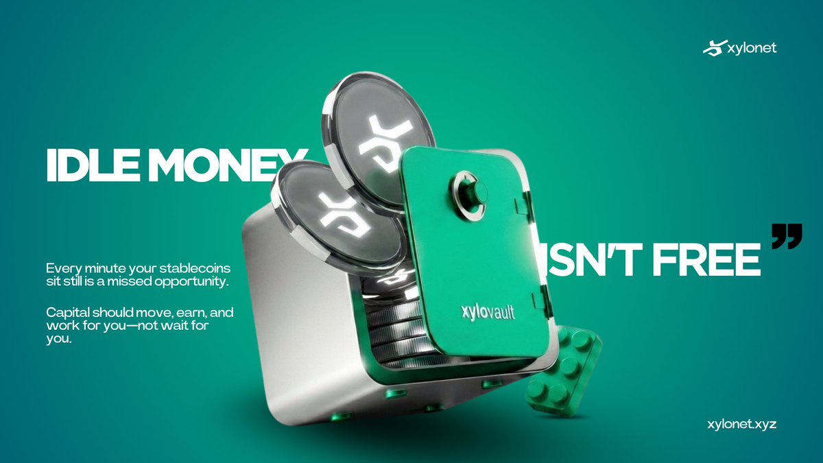 Xylonet_'s tweet photo. Most stablecoins are sitting still.

Every minute they're idle is capital that isn't being deployed, earning, or moving where it's needed.

In traditional finance, idle cash carries an opportunity cost. In DeFi, that cost is even higher.

At XyloNet, we think stablecoins should be programmable capital, not static balances.

That's why we're building infrastructure that lets liquidity move seamlessly across chains, access yield through Vaults, and power real payments with PayX all without forcing users through fragmented bridge and swap experiences.

The future isn't just owning stablecoins.

It's putting them to work.