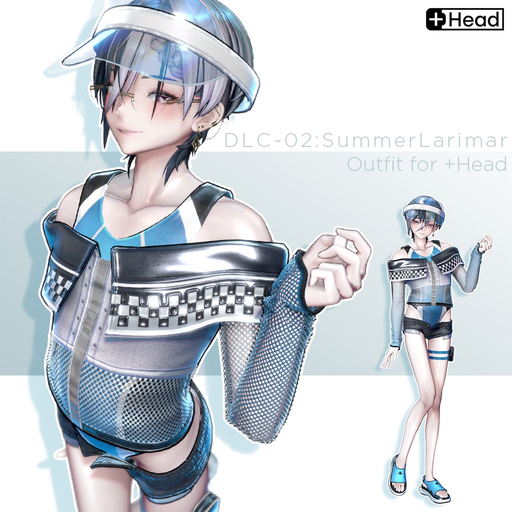 【DLC第2弾+ツベロスv1.1】
ツベロス購入者向け無料DLC第2弾
+Head対応衣装「サマー・ラリマー」リリースしました

夏といえば水着 (♂)
膝小僧と足裏の描き込みもちょっと強化しました

https://t.co/jyKsxRy2Bi
#VRChat #ツベロス3D 