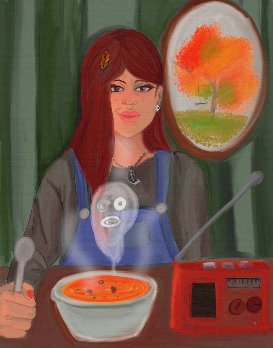 cobwebForest's tweet photo. @Azelinaart003 Art by me, I call it "there's a ghost in my soup" https://t.co/qfv4dHBOO0