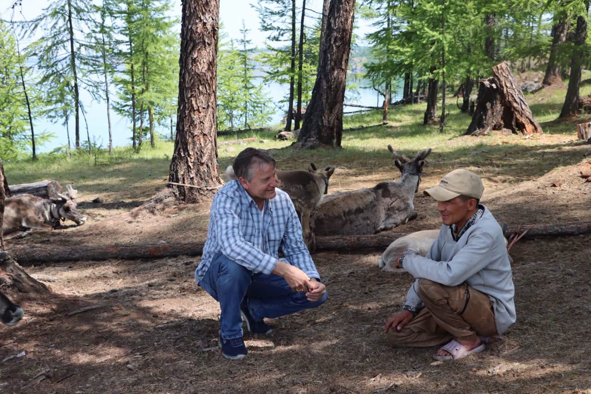 JaapVanHierden's tweet photo. Met with Tsaatan reindeer herders at Khuvsgul Lake. Despite isolation &amp; limited services, they preserve a unique culture and adapt through resilience &amp; tourism. https://t.co/QqU67S77VY
