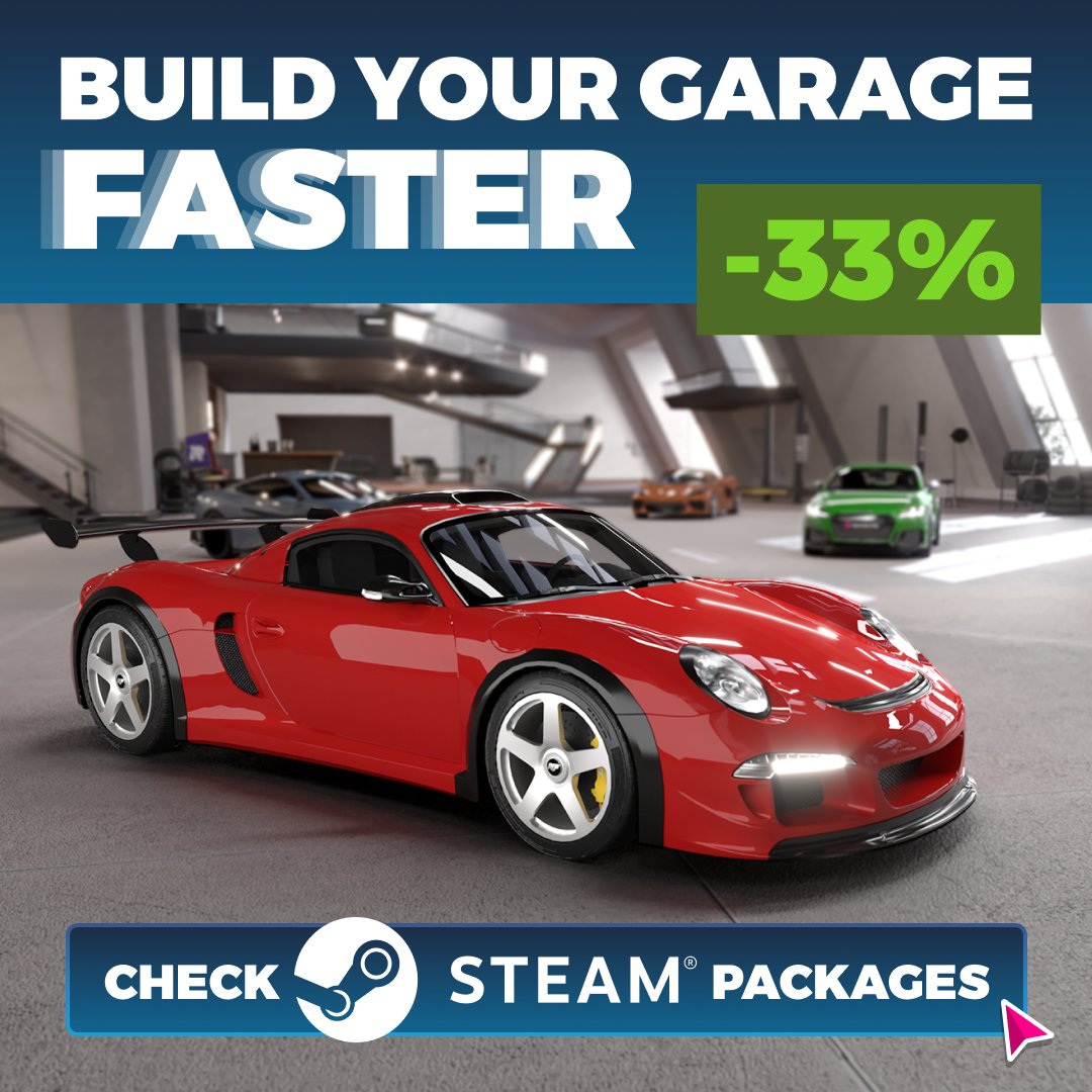 RaceMaxPro's tweet photo. Want to build your garage even faster?

All Steam packages are 33% OFF during the Steam Summer Sale.

⏳ Offer ends July 9.

#RaceMaxPro #Steam #SummerSale #Race #Racing https://t.co/PflHeR1cOe