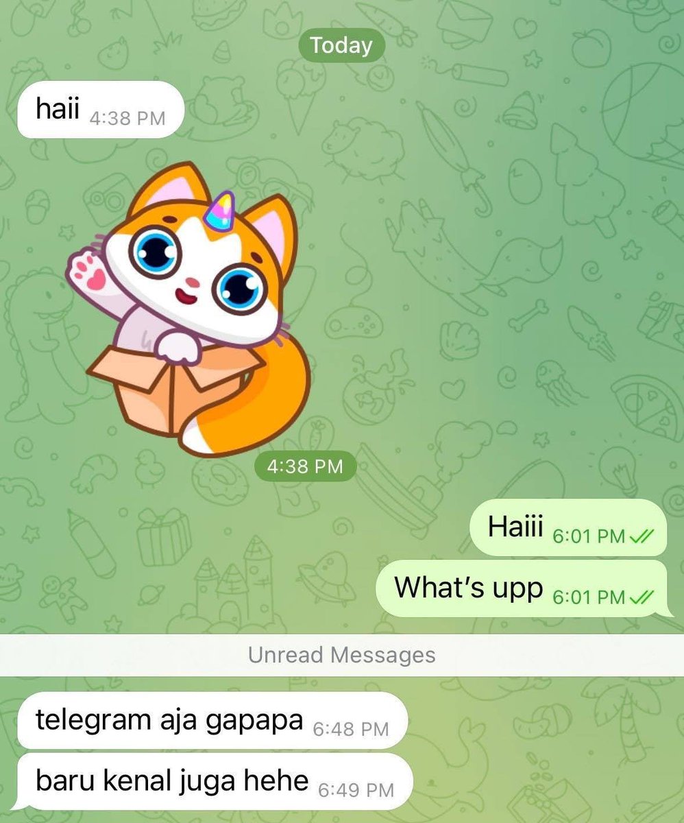haloopulici's tweet photo. day 1 kenalan sama orang di telegram https://t.co/sps3lR1tJI