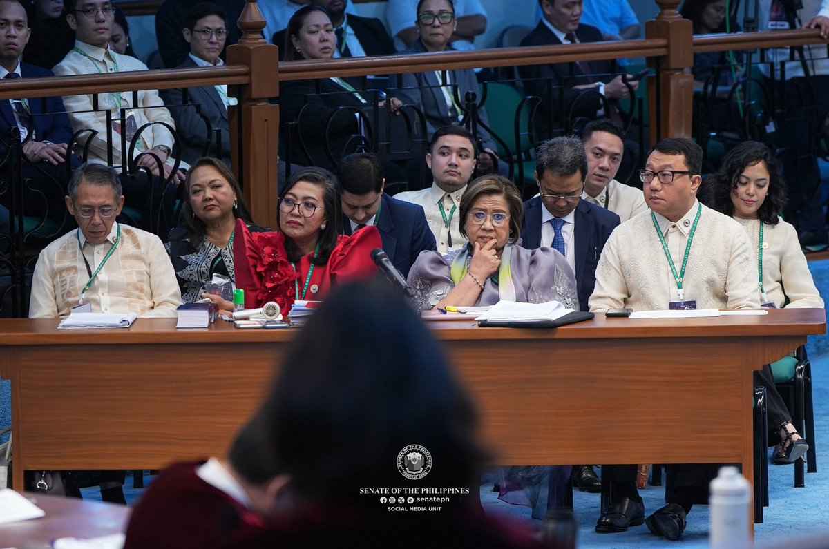 senatePH's tweet photo. @WinGatchalian74 @SayChiz Senator-judges listened to opening statements from both the prosecution and defense panels at the start of Vice President Sara Duterte's impeachment trial Monday, July 6, 2026. #SenatePH https://t.co/VQTdx4emV8