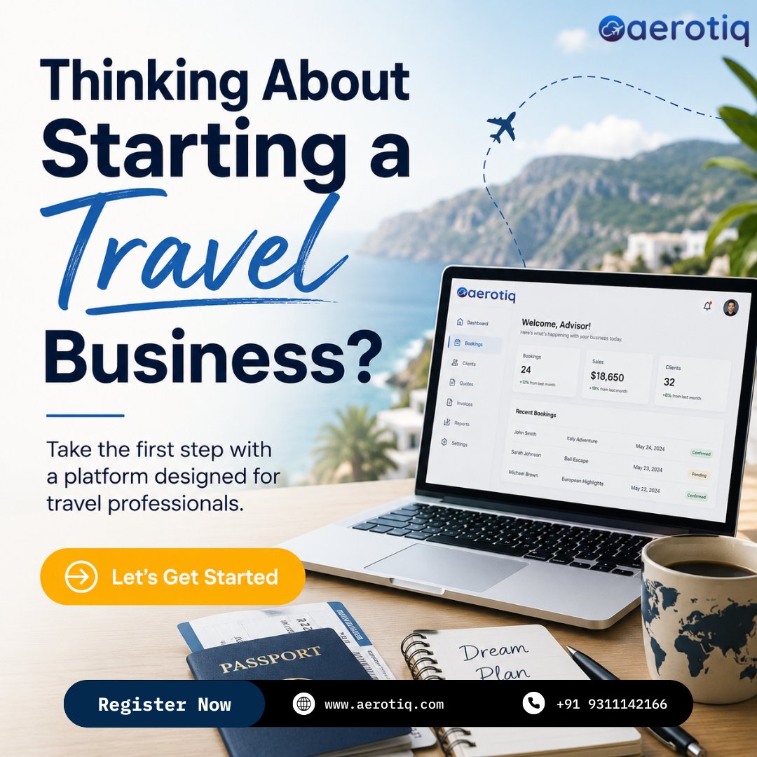 Aerotiq_'s tweet photo. ✈️ Thinking About Starting a Travel Business? 🤔💼
#Aerotiq #TravelBusiness #StartUp #TravelAdvisor #TravelAgency #Entrepreneur #B2BTravel #TravelTech #DreamPlan #BusinessGrowth #TravelIndustry #NewBusiness #WorkFromAnywhere #TravelPassion #AgentLife https://t.co/RB1lPN1FSM