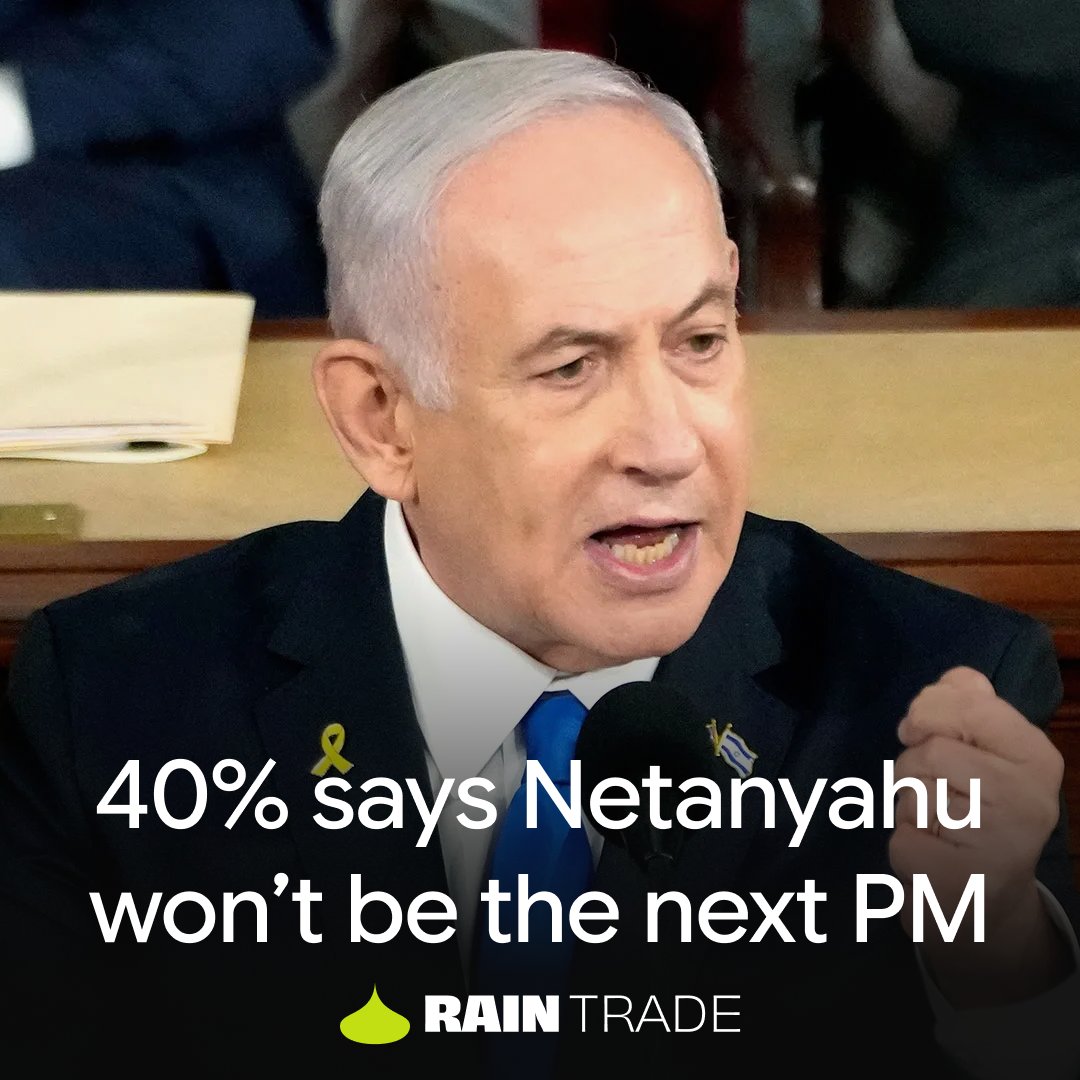 rain__trade's tweet photo. TO WATCH: Israel's Knesset is expected to dissolve on July 17, setting up the country's national election for October 27.

Former IDF chief Gadi Eizenkot is leading at 40% to be the next prime minister.

Netanyahu sits at 36% and the rest of the field in low single digits. https://t.co/i1TaL51fCL