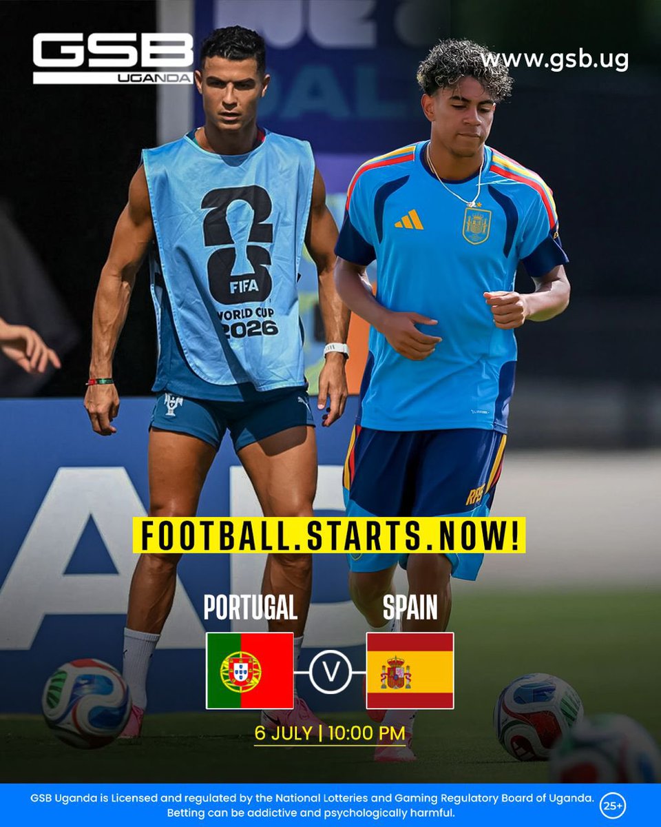 IamCarolPrimah's tweet photo. Portugal 🇵🇹 takes on Spain 🇪🇸 today!
Their last World Cup H2H was back in June 2018 that saw a 3 all draw with CR7 scoring a hat trick!
Who Wins today?
Click https://t.co/Z6StEMvHQt to Play Now @GSB_Uganda Promocode #Opolot https://t.co/luvI2R3dBa