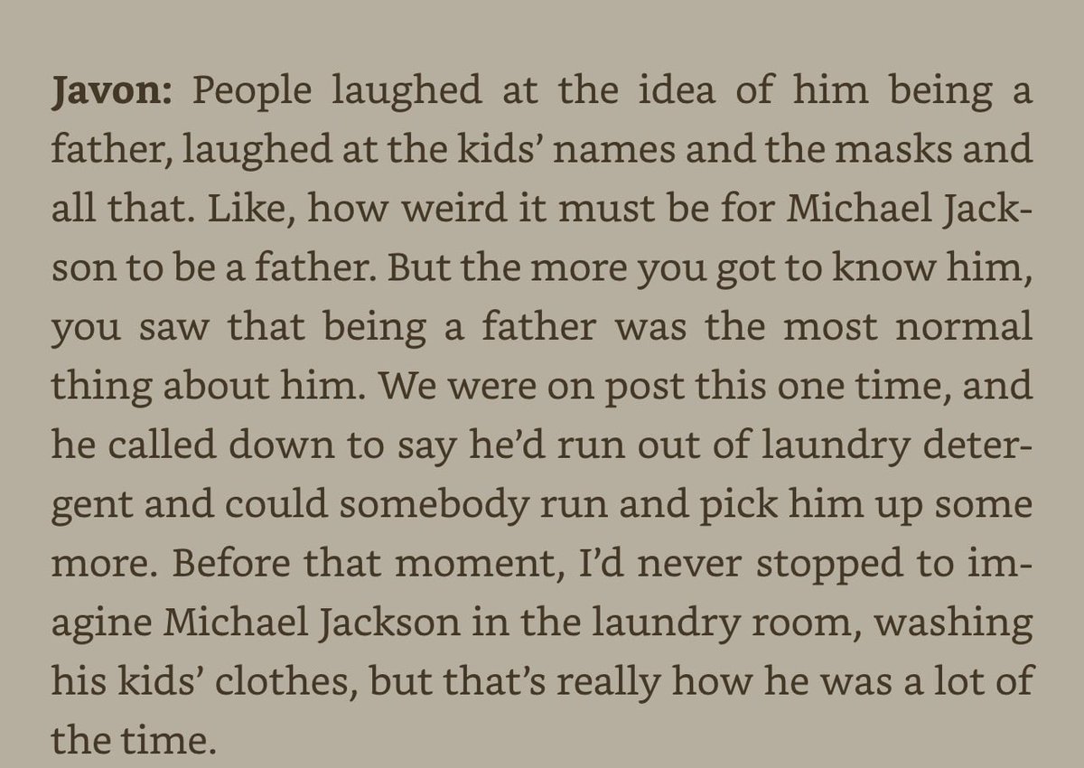 LiberianGirl779's tweet photo. Michael did his kids’ laundry himself.
“He called down to say he'd run out of laundry detergent and could somebody run and pick him up some more. Before that moment, I'd never stopped to imagine Michael Jackson in the laundry room, washing his kids' clothes, but that's really how he was a lot of the time.”