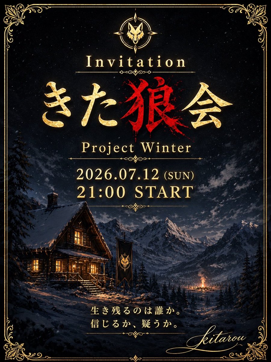 ktrooooo's tweet photo. そろそろ梅雨があけて暑くなってくる頃…。
手っ取り早く”涼”を感じに行きます、か…。

【きた狼会】Project Winter 

📅 7/12 (日)  
📺 21:00 配信開始！ https://t.co/RfgMImWyaZ
