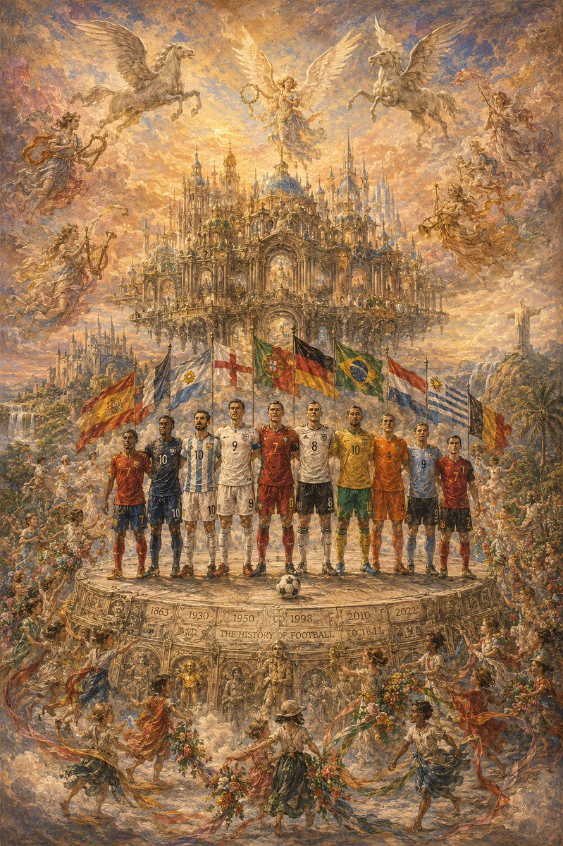 ChitraAnkon_US's tweet photo. Every flag, angel, and player tells one story: unity through football, art, imagination, and shared dreams across generations. โฝโค๏ธ๐๐จโจ
#art #artwork #oilpainter #artlove #artcollectors #NFTCollectors #artist #NFTsell #nft #fifa #football https://t.co/7CCD0N8et1