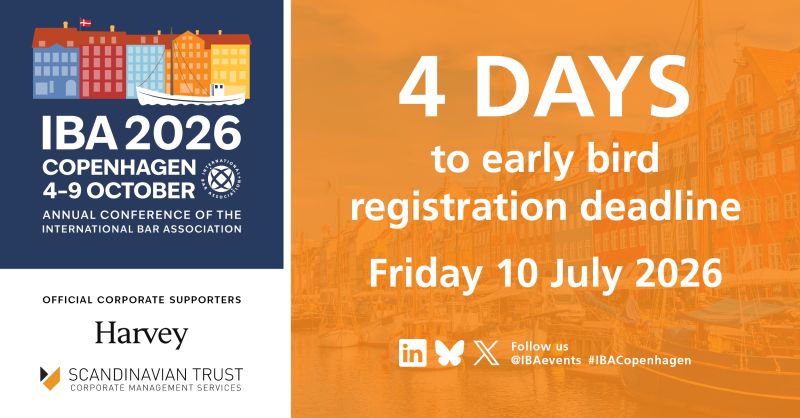IBAevents's tweet photo. ⭐ Only 4 DAYS to go until the early bird registration deadline for IBA's Annual Conference 2026 #IBACopenhagen 🇩🇰⭐

⏰ Early bird registration deadline is: 10 July 2026 — book now to take advantage of the savings.

🗓️4-9 October 🌍Copenhagen

🐦Don't miss your chance to secure your place at the discounted early bird rate. 
Register Today➡️ https://t.co/9pFRp9GuUb