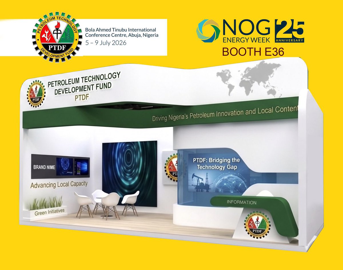 officialptdf's tweet photo. We're live at the 2026 Nigeria Oil &amp; Gas (NOG) Conference &amp; Exhibition!

📍 Visit us at **Booth E36** at the Bola Ahmed Tinubu International Conference Centre.

Come meet our team, learn more about what we're doing, and explore exciting opportunities.

See you at **Booth E36**! https://t.co/aHjNa2FFbh
