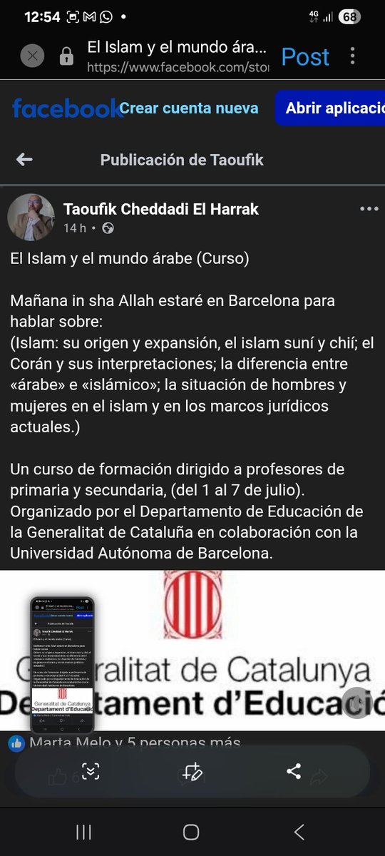LaEtxebarria's tweet photo. La Universidad Autónoma de Barcelona y la Generalitat de Catalunya contratan a un señor que cuestiona que una mujer pueda viajar sola, sin marido y tutor. 
El gobierno más feminista de la historia era esto https://t.co/c2EllnBD7s