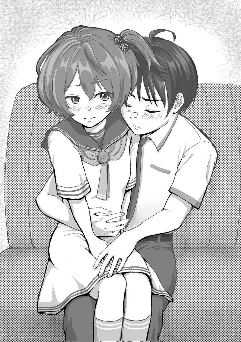 mozume's tweet photo. い、言われた通り制服借りてきたけど、どうだお、お兄ちゃ⋯ひゅぃ！か、嗅ぐな！
すまん。あまりにも可愛すぎて、つい
んなっ！か、かわっ！そ、そうか⋯そ、そう言えば呼び方、お兄様じゃなくていいのか？
それは俺が正気を保てるかわからないから
本当に気持ち悪いなお前⋯⋯
Illustration by (嫁) https://t.co/u4P3jqWTHT