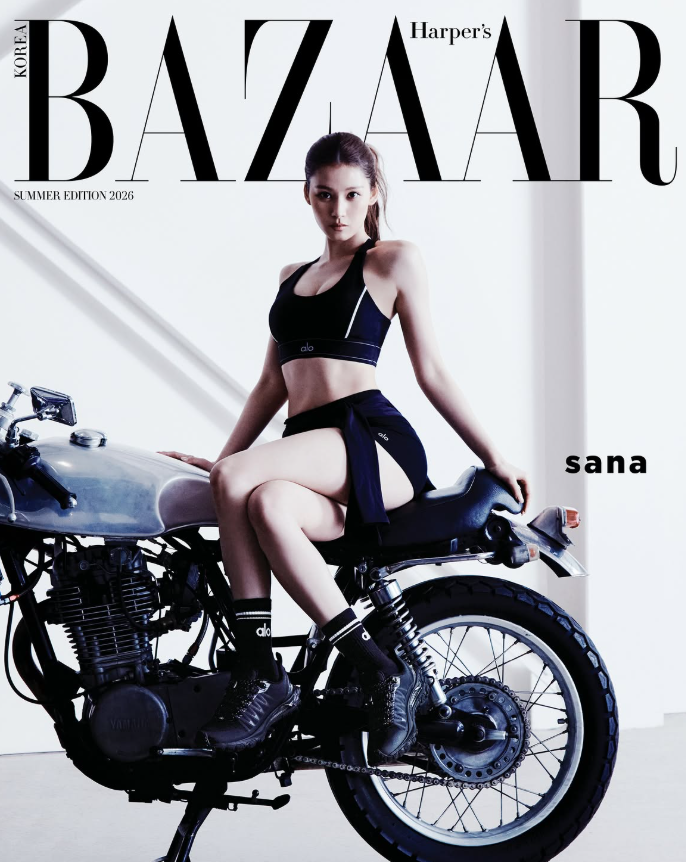 AboutMusicYT's tweet photo. TWICE's Sana is gorgeous for Harper's Bazaar Korea x Alo. https://t.co/xy4Kh7IAgs