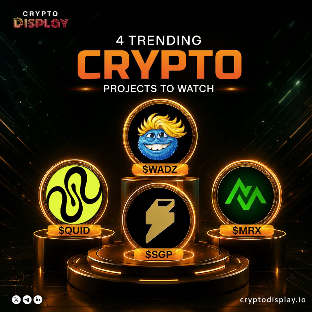 CryptoDisplayio's tweet photo. 4 Trending Crypto Projects to Watch - 🔥

• SurgeXRP - $SGP 
• Mirex Network - $MRX 
• WADOOZIE - $WADZ  
• Squid - solana:Dpn9KRZmBMEgwnABhNNparGZ5F94MXE5cMMkryKC1nCF 

🌐 https://t.co/EWARZTJpvd

#CryptoDisplay #CryptoProjects #tokens #CryptoCommunity #Crypto https://t.co/sqloTsxhjH