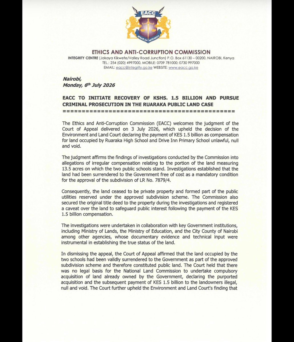 ahmednasirlaw's tweet photo. Right step in the right direction. Sue the lawyers who recived the money...do proper tracing. Congratulations @EACCKenya https://t.co/3BK6jsWMOP