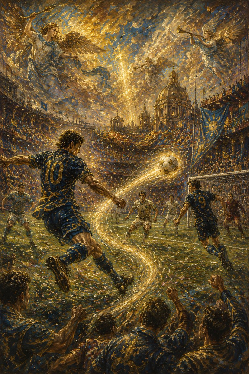 ChitraAnkon_US's tweet photo. The crowd roars, angels sing, legends rise โฝ๐ผ Every painted detail transforms one magical football moment into timeless visual poetry for generations ahead.
#art #artwork #oilpainter #artlove #artcollectors #NFTCollectors #artist #NFTsell #nft #fifa #football https://t.co/pNR9Nh3GYM