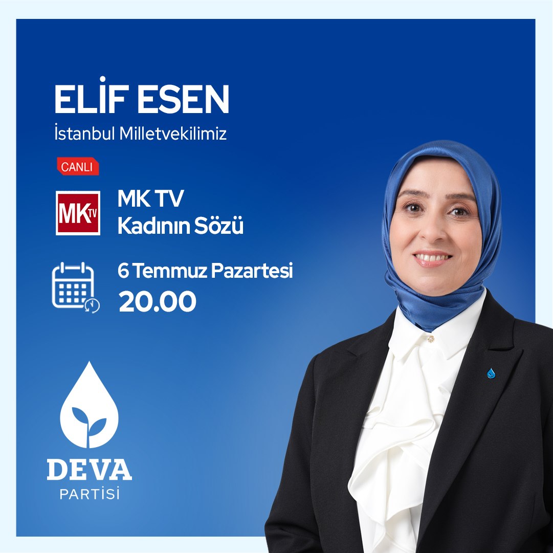 devapartisi's tweet photo. 💧🌱İstanbul Milletvekilimiz @elifesendeva 6 Temmuz Pazartesi,

🗓 BUGÜN

🕰 20.00'de

📺 @mkhabertv'de @gizemfidanhaber ile “Kadın Sözü” programında gündemi değerlendirecek. https://t.co/zxaYgScYIt
