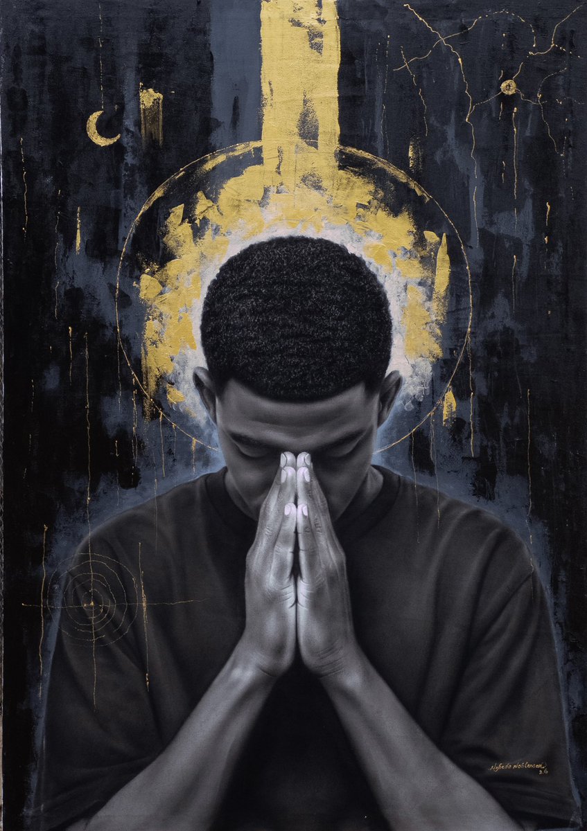 NgbedeNobleman's tweet photo. PRAYERS IN THE DARK 
charcoal and acrylic on canvas .
32x44 inches. https://t.co/KzD9PBVq6f