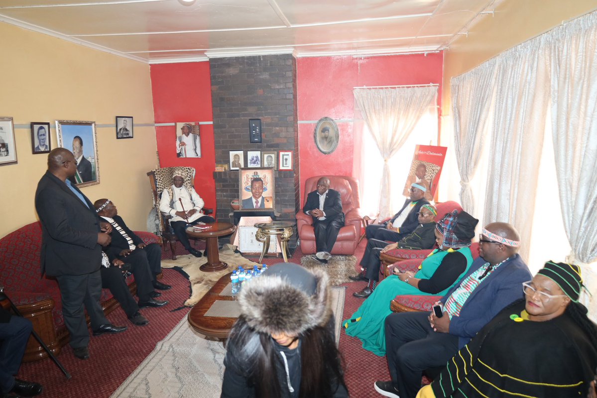MYANC's tweet photo. The visit reaffirms the ANC’s longstanding relationship with traditional leaders and their vital role in building united, peaceful and prosperous communities, marking the start of the President’s programme ahead of engagements with traditional leaders and the Chris Hani Regional Volunteers Launch.

#ANCInEasternCape
