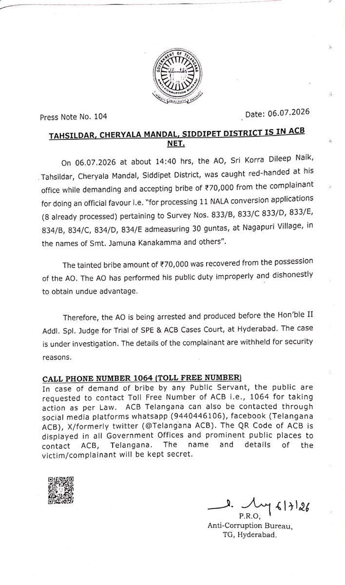 ACB Telangana tweet media