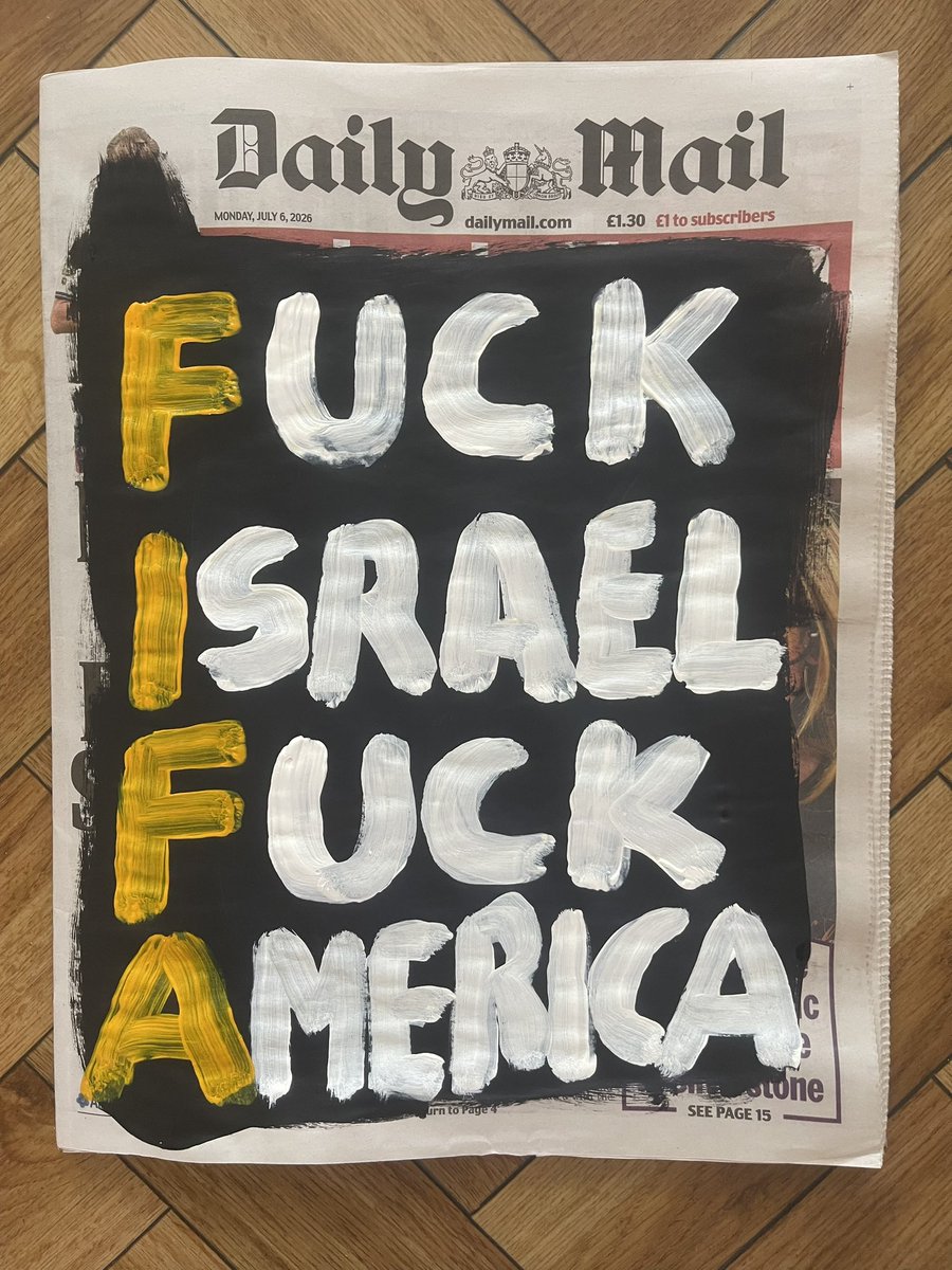 chunkymark's tweet photo. Original hand painted artwork on today’s front page newspaper World Cup Special 
👉 https://t.co/DazC7INL5c https://t.co/joFjhO6fiD