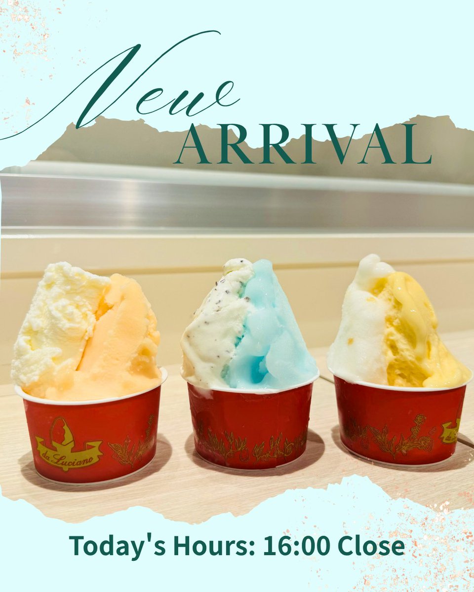 dalucianogelato's tweet photo. ＼夏だけのお楽しみ🍨／
季節限定フレーバーが続々登場しています✨

旬の素材を使った、この時期だけの味わい。
気になるフレーバーは、ぜひお早めに♪

ーお知らせー
■本日、 7/8（水）は、16:00閉店（L.O.15:30）
■明日、 7/9（木）は、定休日

#ダルチアーノ #ジェラート #八王子グルメ https://t.co/qGithOYCZD
