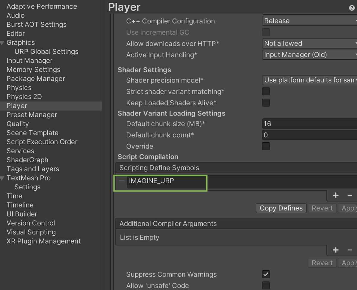 ImagineWebAR's tweet photo. Getting a black screen in build? 
Maybe you're using URP &amp; Post-processing:

✅ 1. Switch to URP: Assets → Imagine WebAR → Update Plugin to URP

✅ 2. In ARCamera:
Video Plane Mode = TEXTURE_PTR

✅ 3. Make sure IMAGINE_URP is in:
Player Settings → Scripting Define Symbols https://t.co/s5YbJkfd1w