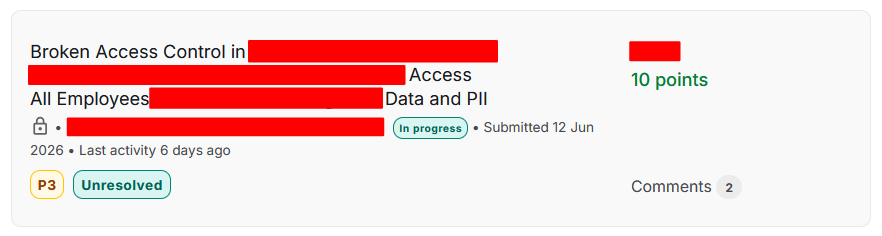 nice_hacker_'s tweet photo. Happy to get a bounty for a BAC report in a major automotive bug bounty program. An unauthenticated endpoint exposed PII and internal data. 

Found it using the redmind AI skill while testing this target. It's been really useful for bug bounty testing: https://t.co/UgCyvzLclG https://t.co/0iwMhQKknV