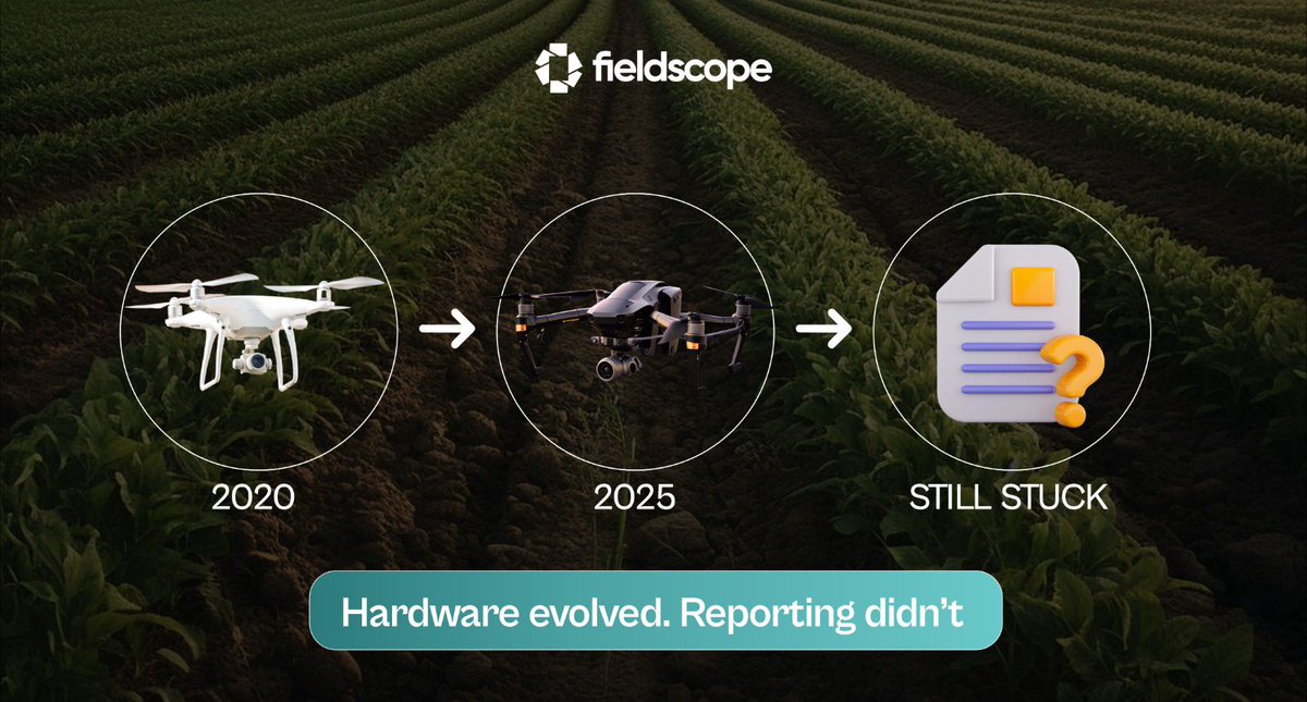 FieldscopeHQ's tweet photo. Spray drones went from experimental to serious application platforms in under 3 years.

Flight tech evolved.
Application tech evolved.
Reporting? Still a manual process for most operators.

That's the gap FieldScope is built to close.

https://t.co/jzp15LPY8O https://t.co/lj3hBGLMdZ