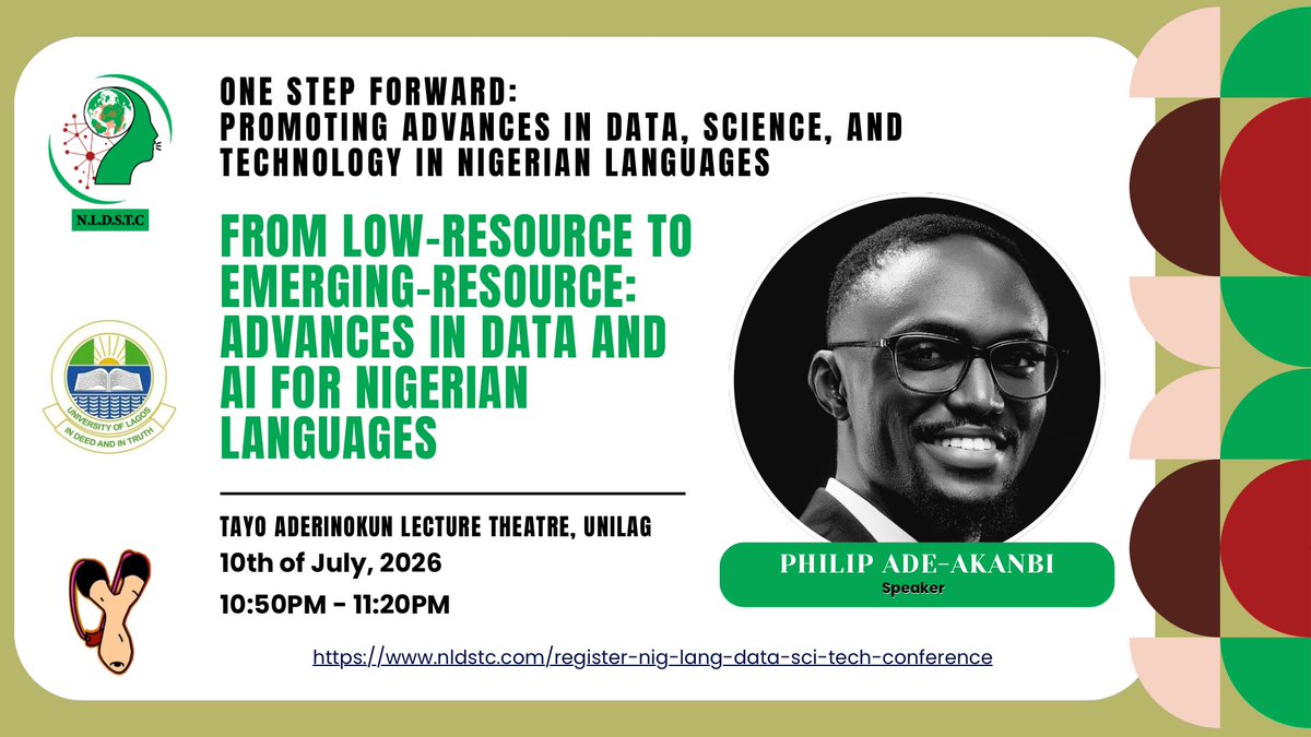 nldstc's tweet photo. 🎙️ SPEAKER ANNOUNCEMENT

We are excited to announce Philip Ade-Akanbi as a speaker at the Nigerian Languages Data and Sci-Tech Conference (NLDSTC 4.0)!

Philip Ade-Akanbi is the President &amp; CEO at DecisionSpaak Group, a global Innovation and Analytics Technology Group including https://t.co/b785fxGsga
