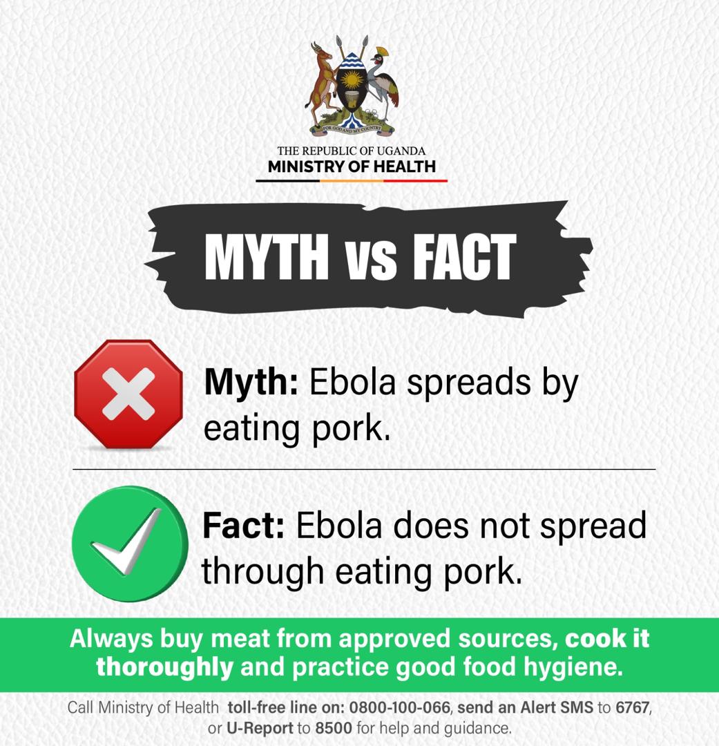 MinofHealthUG's tweet photo. #Ebola does not spread through eating pork.

#MOHatWork | #FightEbolaUG26 https://t.co/fdoLlYGUlP