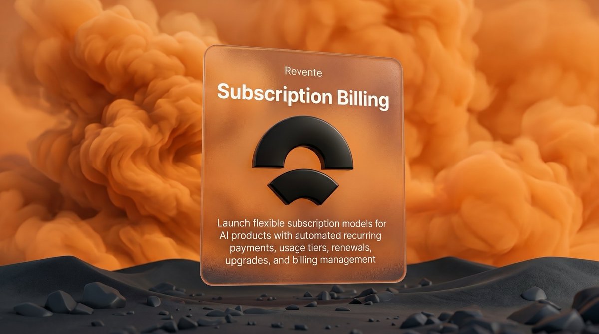 Revente_'s tweet photo. Launch AI products with recurring revenue built in. Revente simplifies subscription management through automated billing, renewals, usage tiers, upgrades, and flexible pricing designed for AI-powered applications. https://t.co/Rh1A9P4XgJ