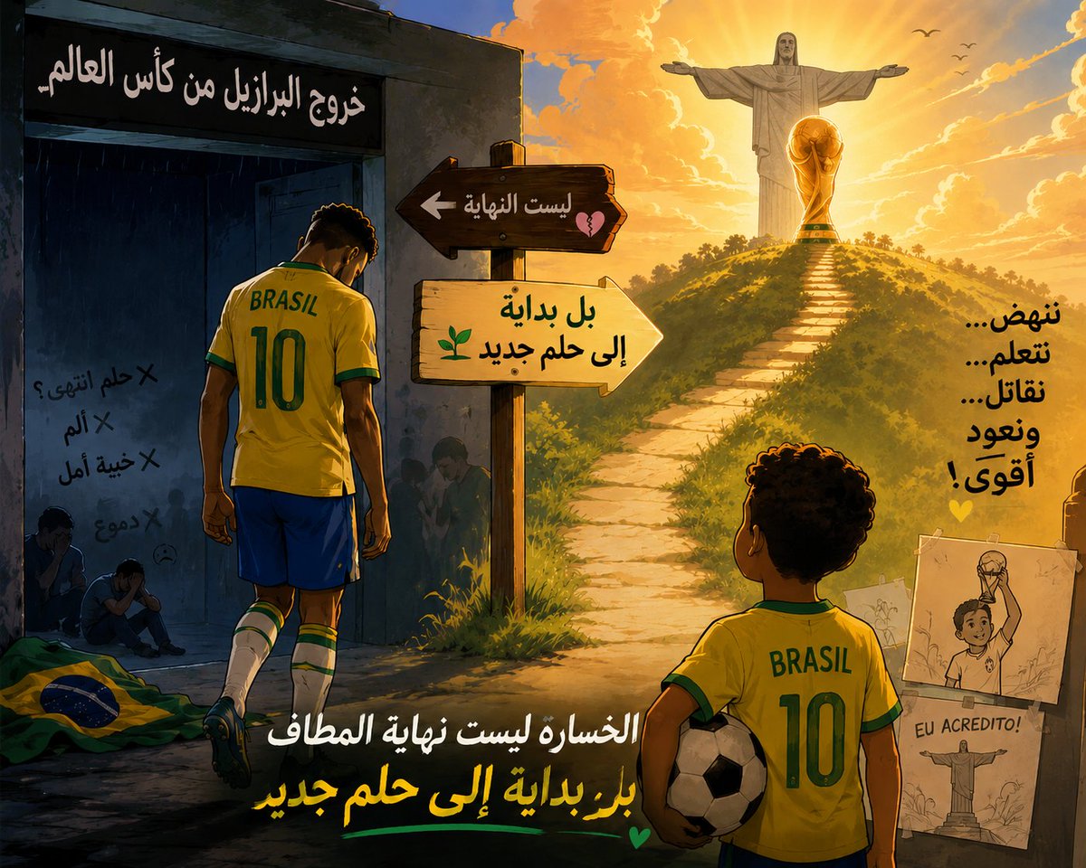 Brazili9999's tweet photo. سأغيب لفترة قصيرة لأخذ قسط من الراحة يا أصدقائي.❤️👇
من يحب البرازيل 🇧🇷 حبًا حقيقيًا سيظل وفيًا لهذا المنتخب، الفريق الذي منحنا السعادة عبر الأجيال بفضل نجومه الأسطوريين، وكرة القدم الجميلة التي يقدمها، وإنجازاته العظيمة.
الهزيمة مؤلمة، لكنها ليست نهاية القصة. فالبرازيل 🇧🇷 قد تتعثر، لكنها لن تموت أبدًا.
سنعود عندما تعود الابتسامة، وسنواصل الإيمان بأن المجد القادم لا يزال ينتظرنا.
تحيا البرازيل! 🇧🇷💛💚

I'll be away for a short while to take some time to rest, my friends. ❤️👇
Those who truly love Brazil 🇧🇷 will remain loyal to this team—the team that has brought us joy through generations with its legendary stars, beautiful football, and glorious achievements.
Defeat is painful, but it is not the end of the story. Brazil 🇧🇷 may stumble, but it will never die.
We'll be back when the smiles return, and we'll keep believing that new glory is waiting to be written.
Viva Brazil! 🇧🇷💛💚

Vou me afastar por um curto período para descansar, meus amigos. ❤️👇
Quem ama o Brasil 🇧🇷 de verdade permanecerá fiel a esta seleção, que nos deu alegria ao longo das gerações com seus craques lendários, seu futebol bonito e suas grandes conquistas.
A derrota dói, mas não é o fim da história. O Brasil 🇧🇷 pode tropeçar, mas nunca morrerá.
Voltaremos quando os sorrisos voltarem, e continuaremos acreditando que uma nova glória ainda está por ser escrita.
Viva o Brasil! 🇧🇷💚💛