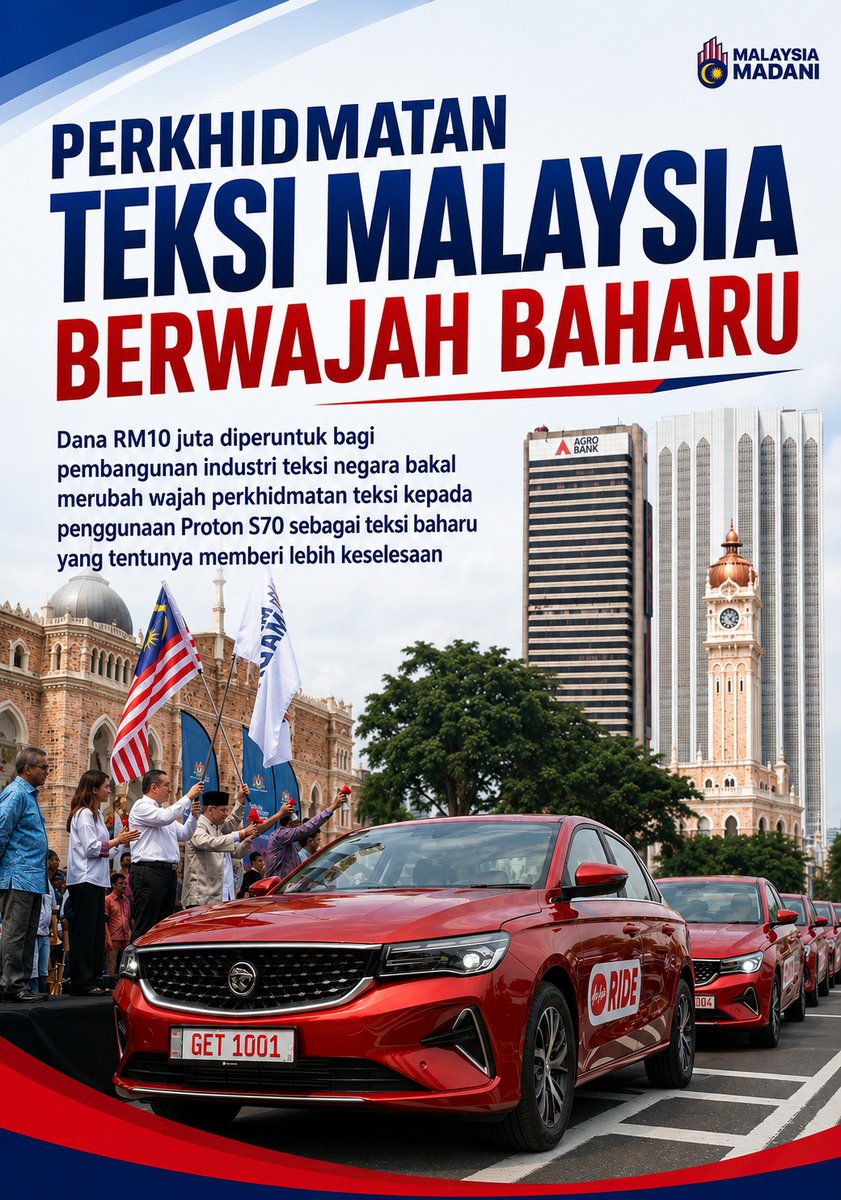 TheCahayaTerang's tweet photo. PERKHIDMATAN TEKSI MALAYSIA
BERWAJAH BAHARU
#Teksi #ProtonS70 #MadaniBekerja https://t.co/4DdWhK0mTz