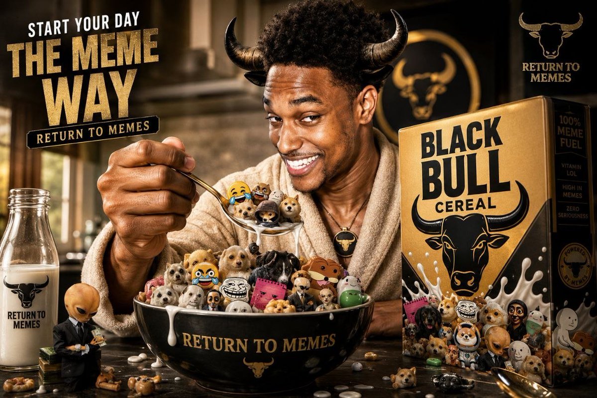 elchefdesol's tweet photo. start your day the meme way return to memes 

black bull cereal solana:9cRCn9rGT8V2imeM2BaKs13yhMEais3ruM3rPvTGpump https://t.co/ufBfgjN6sC