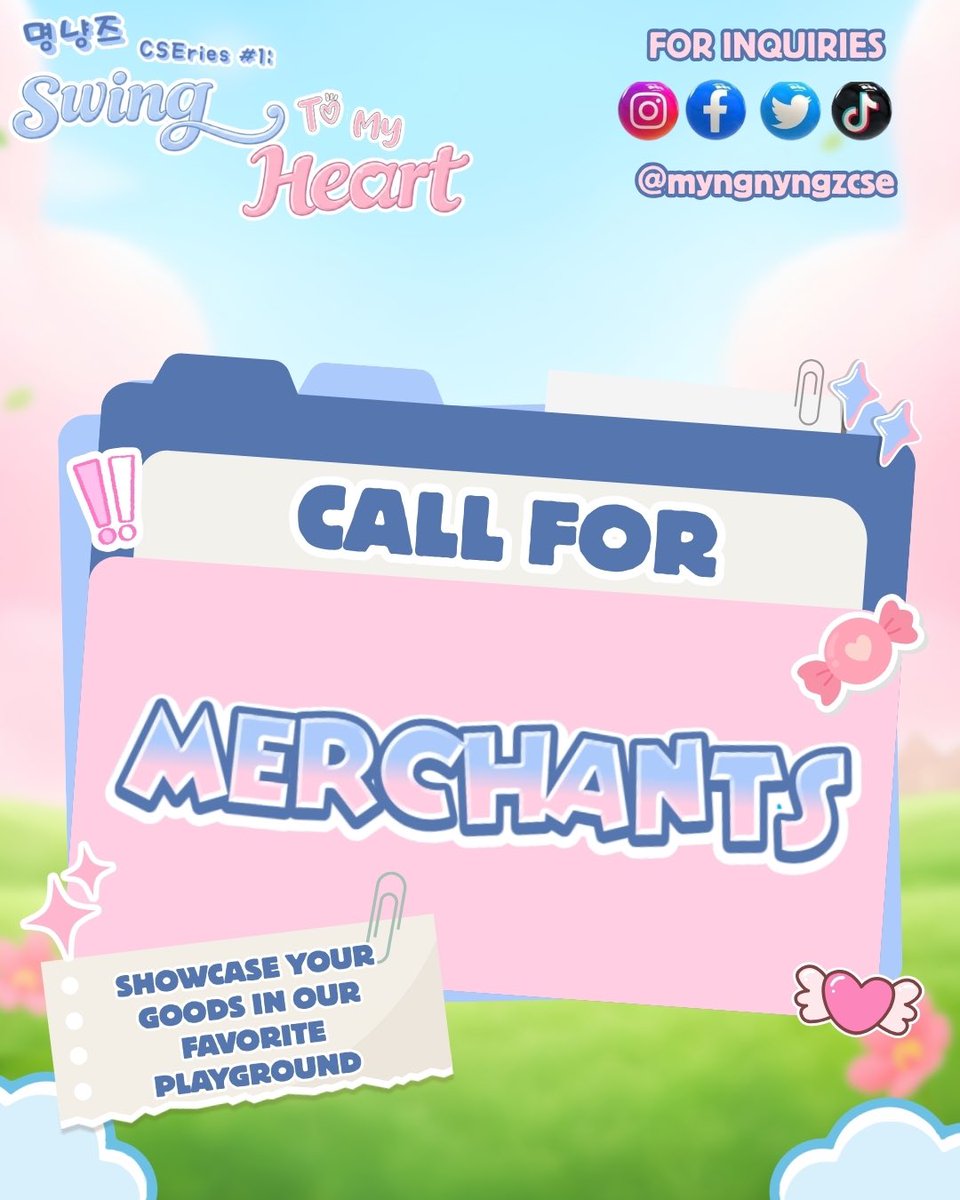 myngnyngzcse's tweet photo. 𝐒𝐰𝐢𝐧𝐠 𝐢𝐧𝐭𝐨 𝐭𝐡𝐞 𝐩𝐥𝐚𝐲𝐠𝐫𝐨𝐮𝐧𝐝!💗

We’re finally 𝗼𝗽𝗲𝗻𝗶𝗻𝗴 𝗼𝘂𝗿 𝗺𝗲𝗿𝗰𝗵𝗮𝗻𝘁 𝘀𝗹𝗼𝘁𝘀 for our upcoming cupsleeve event. If you have the cutest goodies, we want to feature you at our event venue! 🌸✨

𝐋𝐢𝐦𝐢𝐭𝐞𝐝 𝐬𝐥𝐨𝐭𝐬 𝐨𝐧𝐥𝐲 , 𝐬𝐞𝐧𝐝 𝐮𝐬 𝐚 𝐃𝐌 𝐭𝐨 𝐢𝐧𝐪𝐮𝐢𝐫𝐞 🎀

#SwingToMyHeart 
#명냥즈_놀이터_시리즈 
#SUNGHO #JAEHYUN 
#BOYNEXTDOOR