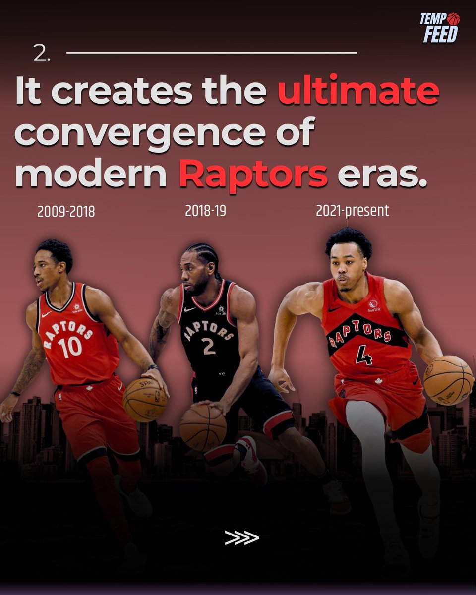 tempo_feed's tweet photo. My Top 3 Reasons Why DeMar DeRozan Should Return to the Raptors:

1. It's the perfect bookend to his career.
2. The team gets to merge the last 3 great eras of Raptors basketball.
3. It guarantees he'll be able to attend Kyle Lowry's jersey retirement. 😅 https://t.co/XCIGWYdOxB
