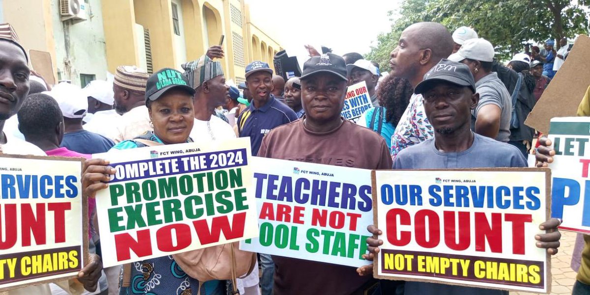 instablog9ja's tweet photo. Abuja Teachers Stage Protest Over Years of Career Stagnation, Demand Immediate Promotions https://t.co/wMKETmmLdm