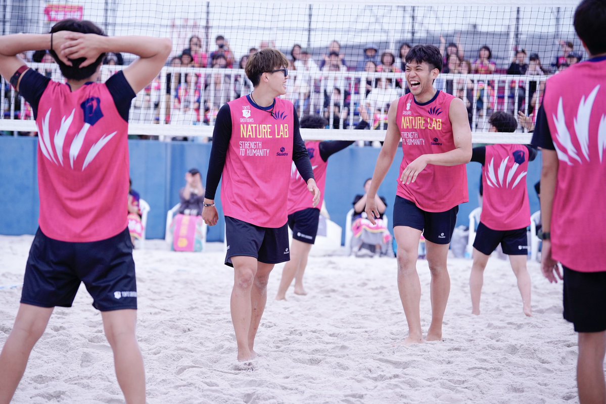 _pink_monster2's tweet photo. 2026.07.04 大森ふるさとの浜辺公園
スナバレー DAY1

#東京グレートベアーズ
#大竹壱青 選手 
#亀山拓巳 選手 https://t.co/X0tefJQJtS