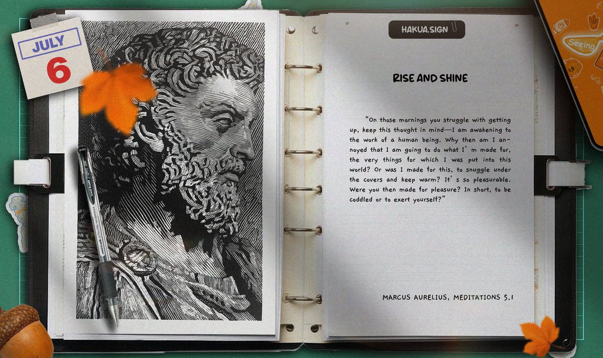 hakua_sign's tweet photo. 📖 The Daily Stoic – July 6

"Rise and Shine" – Marcus Aurelius

The bed is warm. The world still needs you. You weren't made for comfort, you were made for purpose. Get up and go do what you're here for.

Stay Stoic. 🪨 https://t.co/vA4qGSGeAs
